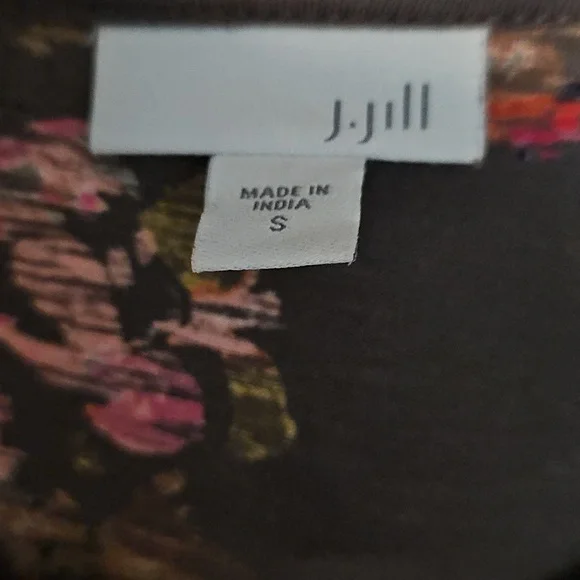 J. Jill Floral Watercolor Layered Tunic Top Size S Long Sleeve Cotton Blend WT53 - Picture 9 of 10